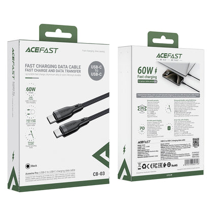 USB-C Data and Charging Cable - USB-C Acefast C8-03, 60W, 1.2m, Black