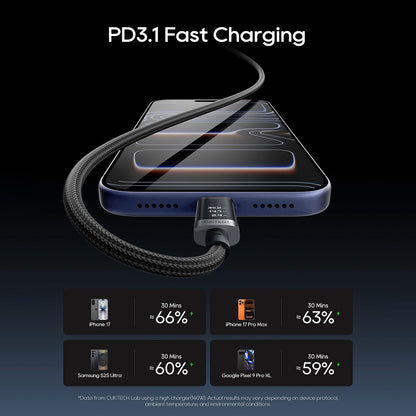 USB-C Data and Charging Cable - USB-C Cuktech CTC620P Display, 240W, 2m, Black CCTC620POSBK