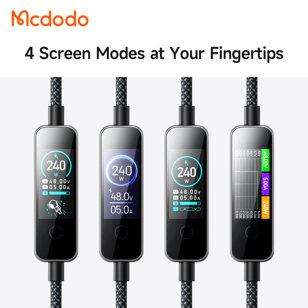 USB-C Data and Charging Cable - USB-C McDodo CA-8750 Display, 240W, 1.2m, Black