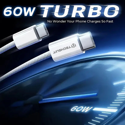 USB-C Data and Charging Cable - USB-C Techsuit PCB114D, 60W, 1m, Black