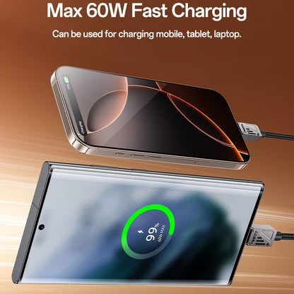 USB-C Data and Charging Cable - USB-C Yesido CA196, 60W, 1.2m, Black