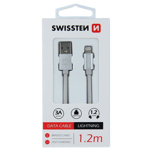 Swissten USB-A - Lightning Data and Charging Cable, 18W, 1.2m, Silver 71524203