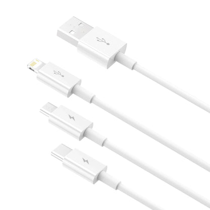 USB-A - Lightning / microUSB / USB-C Charging Cable Baseus Superior Series, 20W, 0.5m, White