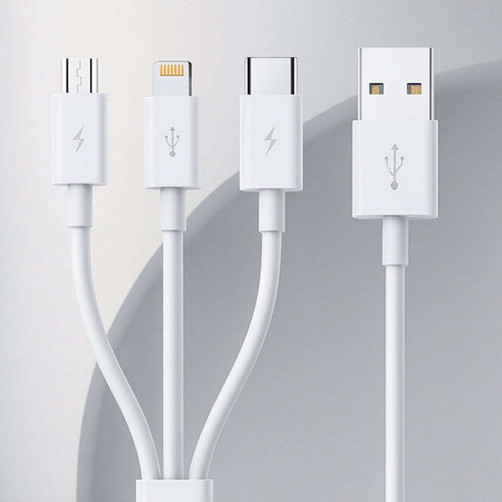 USB-A Charging Cable - Lightning / microUSB / USB-C Baseus 3in1, 100W, 1.5m, White P10377705213-00