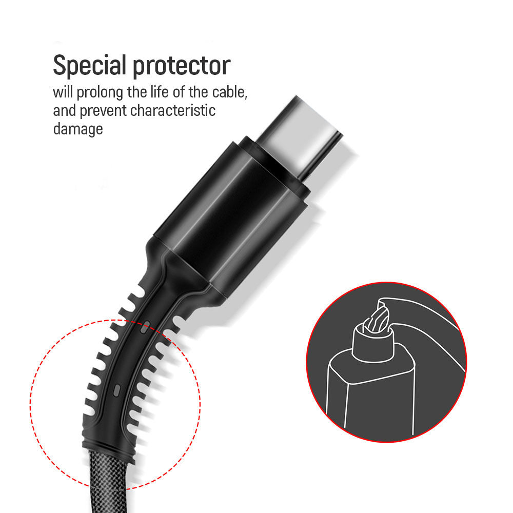 USB-A Charging Cable - Lightning / microUSB / USB-C ColorWay CW-CBU3003, 20W, 1.2m, Gray