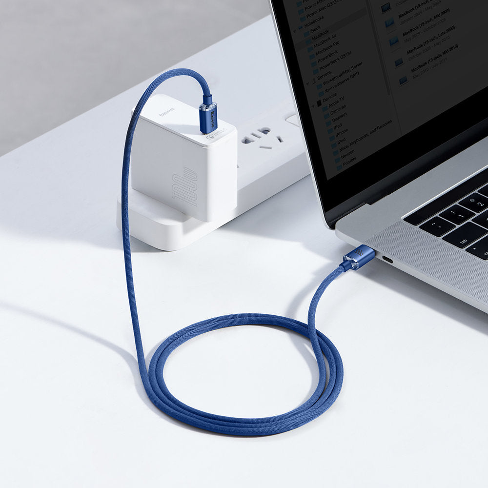 Data and Charging Cable USB-C - USB-C Baseus Crystal Shine Series, 100W, 1.2m, Blue CAJY000603 