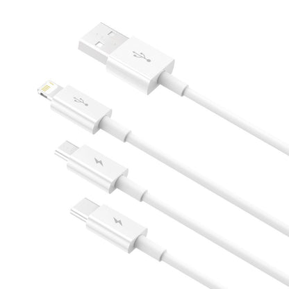 USB-A - Lightning / microUSB / USB-C Charging Cable Baseus Superior Series, 20W, 1.2m, White CAMLTYS-02