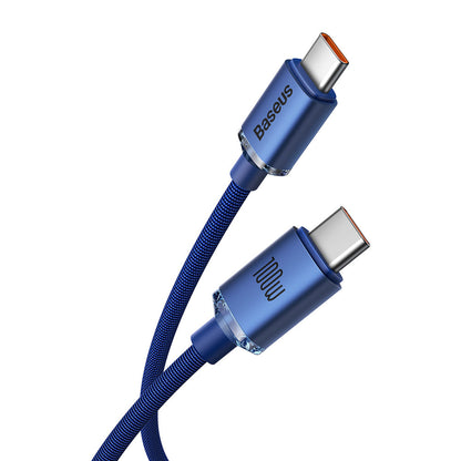 Data and Charging Cable USB-C - USB-C Baseus Crystal Shine Series, 100W, 1.2m, Blue CAJY000603 