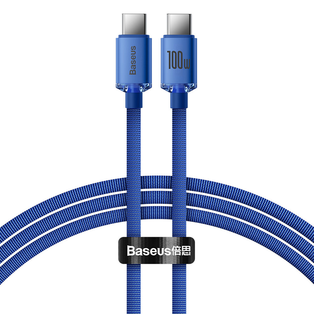 Data and Charging Cable USB-C - USB-C Baseus Crystal Shine Series, 100W, 1.2m, Blue CAJY000603 