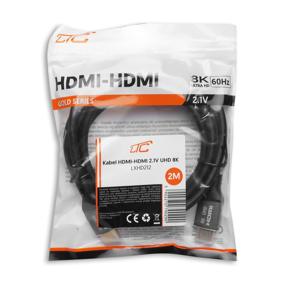 LTC Gold Video Cable, HDMI - HDMI, 8K, 2m, Black