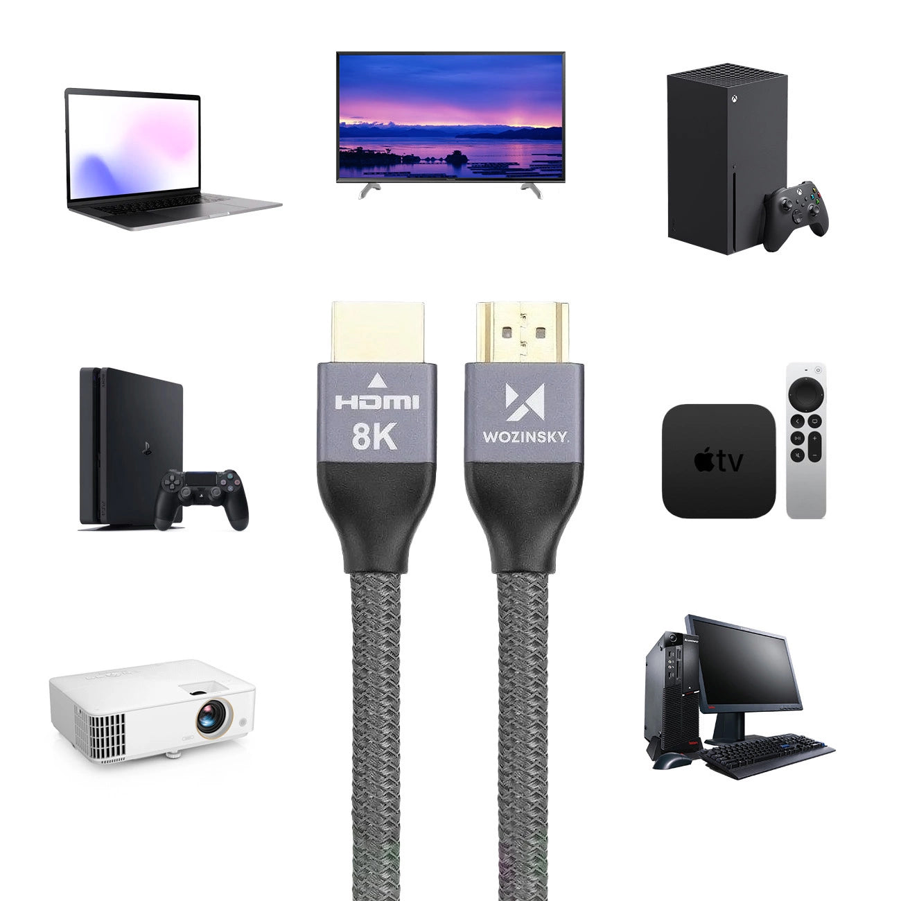 WZK Ultraboost Video Cable, HDMI - HDMI, 8K, 3m, Gray WHDMI-30