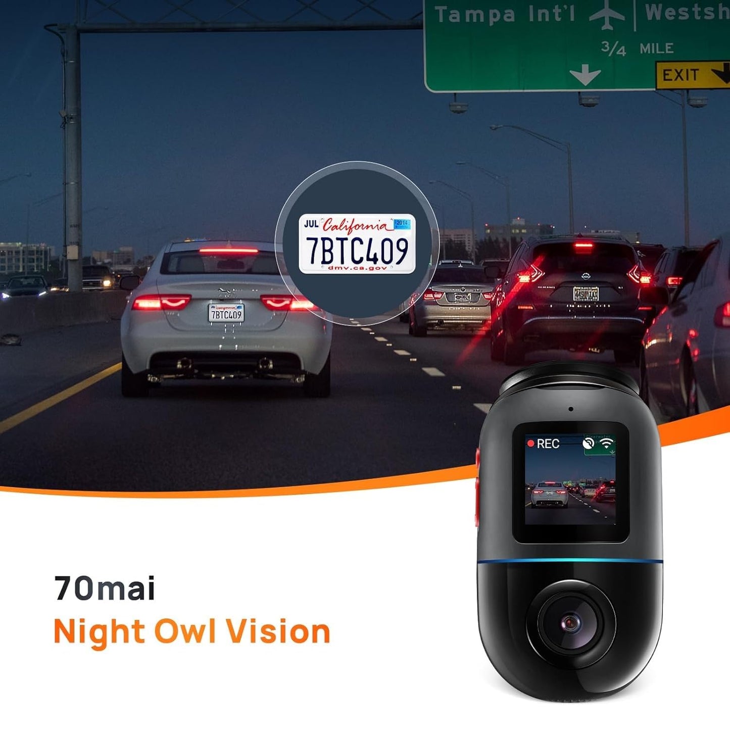 Car Camera 70mai Dash Cam Omni 360 X200, 1080P, 32Gb, Wi-Fi, GPS, AI, Voice Control, 1.2inch Display X200-32-BK