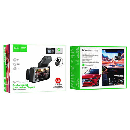 HOCO DV12 Front and Rear Car Camera, 2K, Wi-Fi, GPS, 3.69inch Display