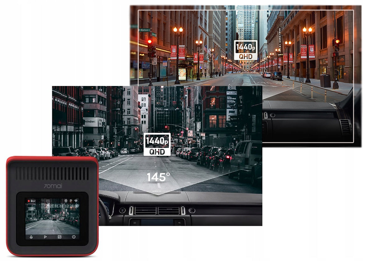 Rear Front Car Camera 70mai Dash Cam A400, 2K, Wi-Fi, 2inch Display, Red