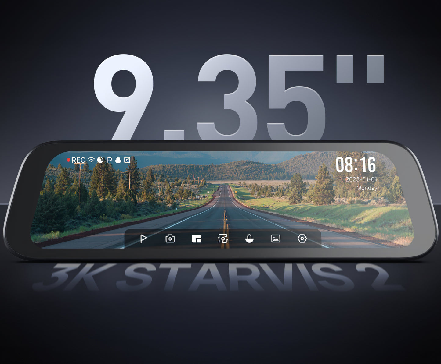 Front and Rear Car Camera 70mai Dash Cam S500, 3K, Wi-Fi, 9.35inch Display