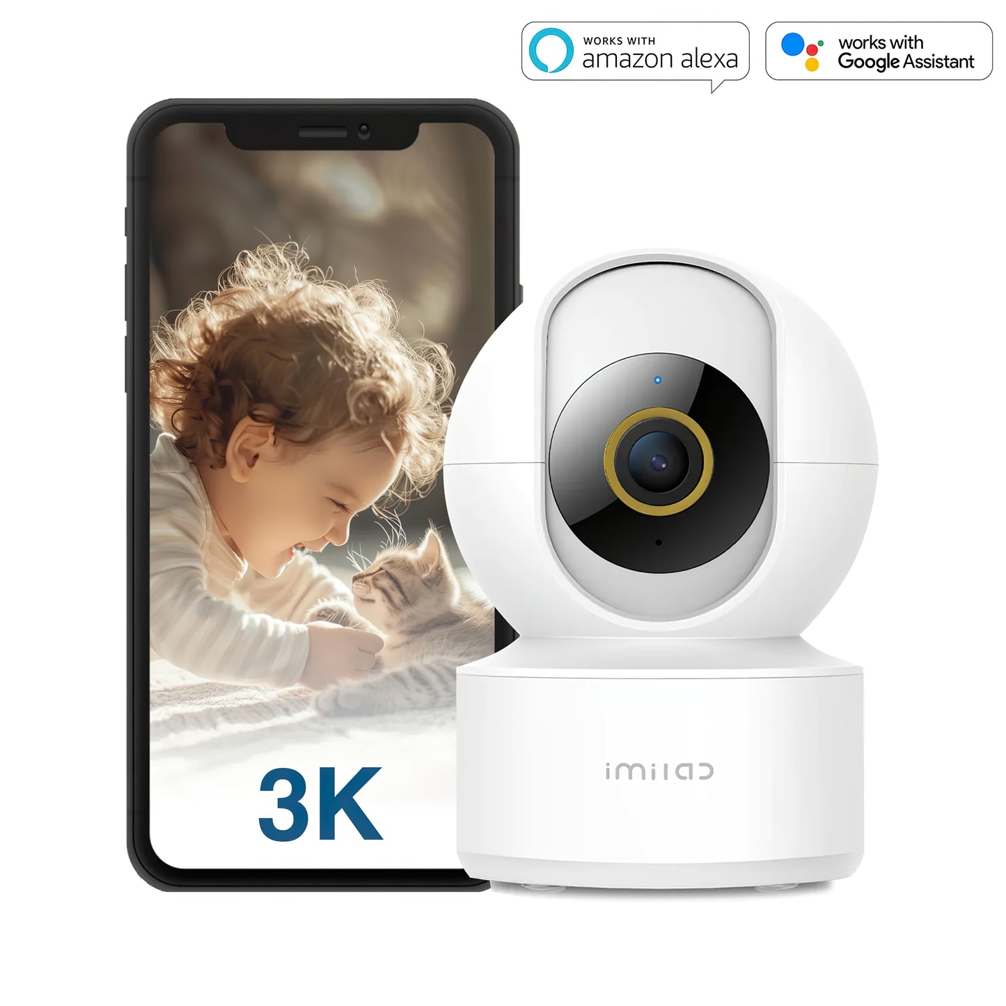 iMILAB C22 Surveillance Camera, Wi-Fi, 3K, Indoor, White CMSXJ60A