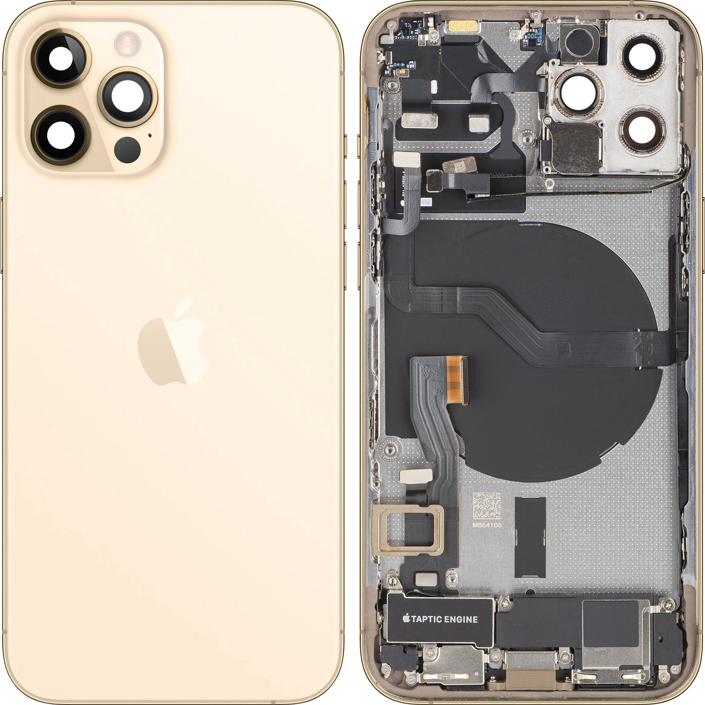 Apple iPhone 12 Pro Battery Cover, With Middle Frame, Full Parts, Gold, Swap
