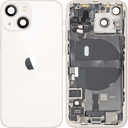 Apple iPhone 13 mini Battery Cover, With Middle Frame, Full Parts, White (Starlight), Swap