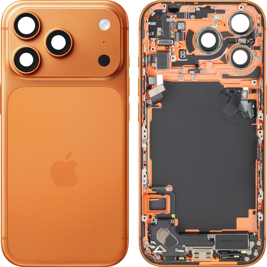 Apple iPhone 17 Pro Battery Cover, With Middle Frame, Full Parts, Orange (Cosmic Orange), Swap