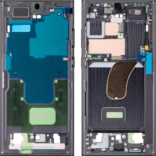 Samsung Galaxy S23 Ultra S918 Middle Housing, Black (Phantom Black), Service Pack GH96-15833A