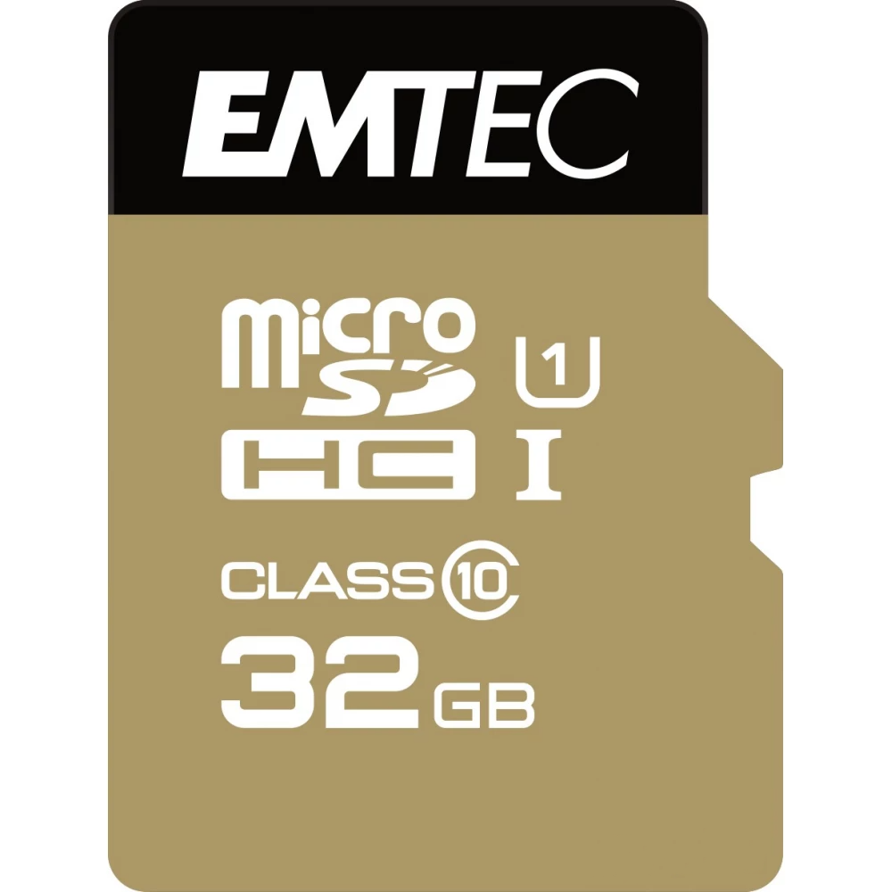 Emtec Elite Gold microSDHC Memory Card, 32Gb, Class 10 / UHS-1 U1 ECMSDM32GHC10GP