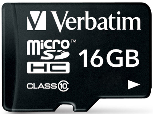 Verbatim microSDHC Memory Card, 16GB, Class 10 / UHS-1 U1, With Adapter 44082