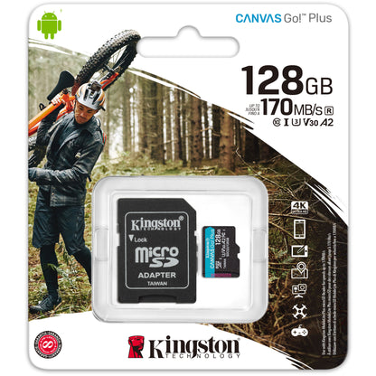 Memory Card microSDXC Kingston Canvas Go Plus, 128Gb, ​​Class 10 / UHS-1 U3, With Adapter SDCG3/128GB