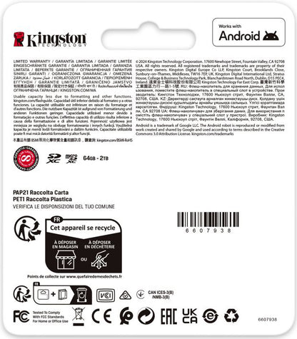 Kingston Canvas Go Plus microSDXC Memory Card Android A2, 128Gb, Class 10 / UHS-1 U3, With Adapter SDCG4/128GB
