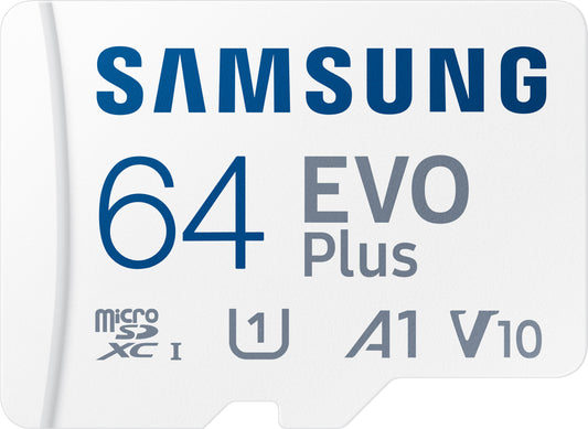 Samsung Evo Plus microSDXC Memory Card, 64Gb, Class 10 / UHS-1 U1, With Adapter MB-MC64KA/EU