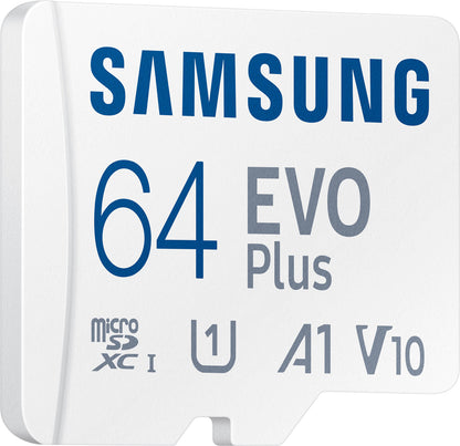 Samsung Evo Plus microSDXC Memory Card, 64Gb, Class 10 / UHS-1 U1, With Adapter MB-MC64KA/EU