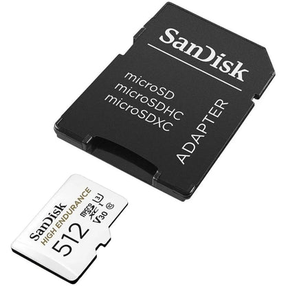 SanDisk High Endurance microSDXC Memory Card, 512Gb, Class 10 / UHS-1 U3, With Adapter SDSQQNR-512G-GN6IA