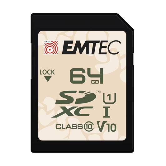 Emtec Outdoor SDHC Memory Card, 64Gb, Class 10 / UHS-1 U1 ECMSD64GXCU1OR