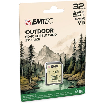 Emtec Outdoor SDHC Memory Card, 32GB, Class 10 / UHS-1 U1 ECMSD32GHCU1OR