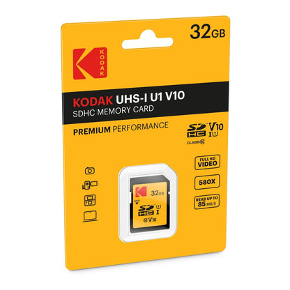 Kodak Premium Performance SDHC Memory Card, 32Gb, Class 10 / UHS-1 U1 EKMSD32GHC10K