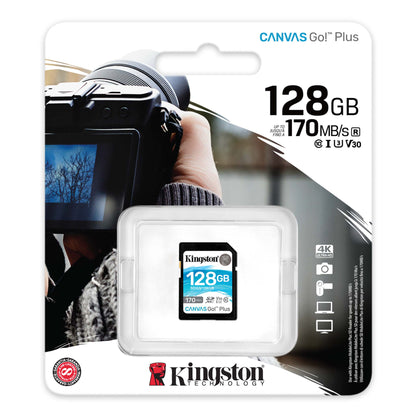 Kingston Canvas Go Plus SDXC Memory Card, 128Gb, ​​Class 10 / UHS-1 U3 SDG3/128GB