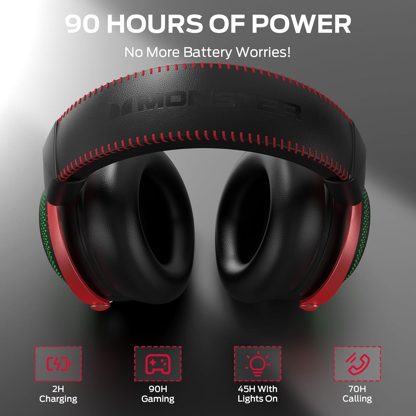Wireless Gaming Headphones Monster Mission 350, BT / Wi-Fi / Wired, Black
