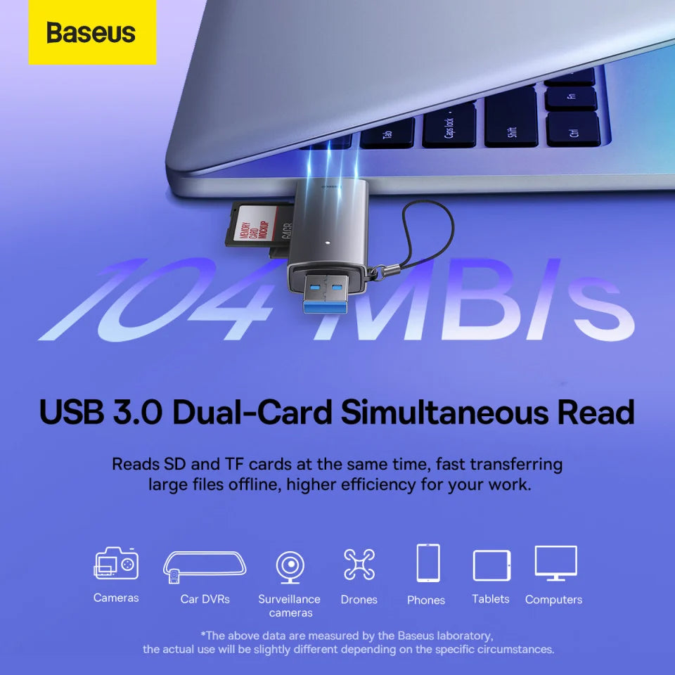 USB / USB-C Card Reader Baseus Lite, SD - microSD, Gray WKQX060113