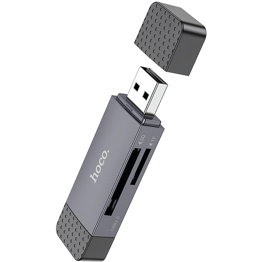 Card Reader USB / USB-C HOCO HB45, SD - microSD, USB 2.0, Grey 