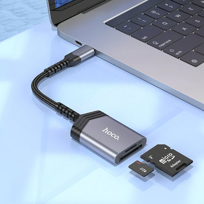 HOCO UA25 USB-C Card Reader, SD - microSD, Gray