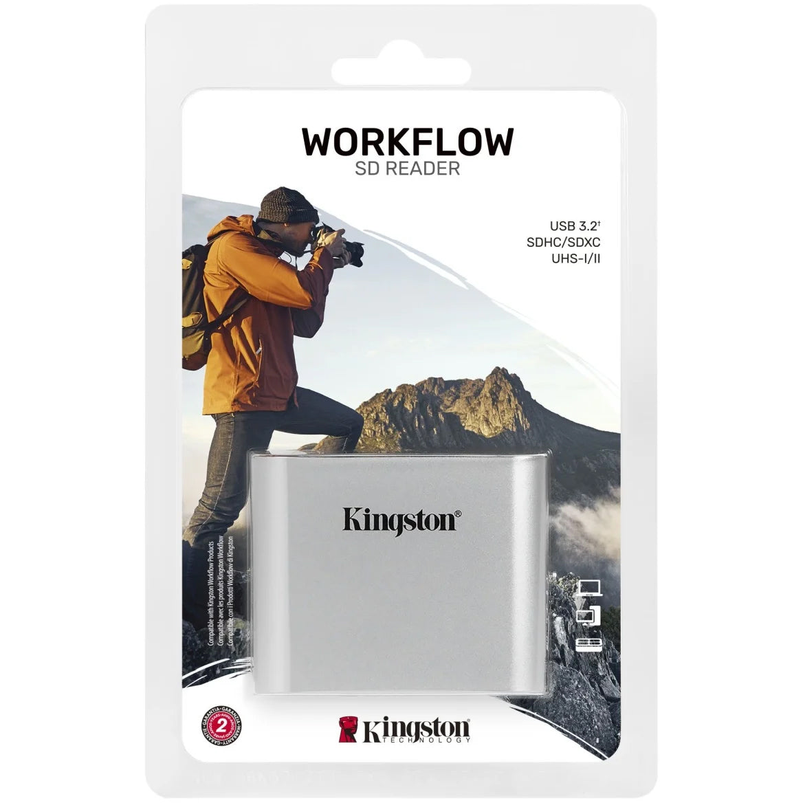 Kingston Workflow USB-C Card Reader, Dual SD, Gray WFS-SD