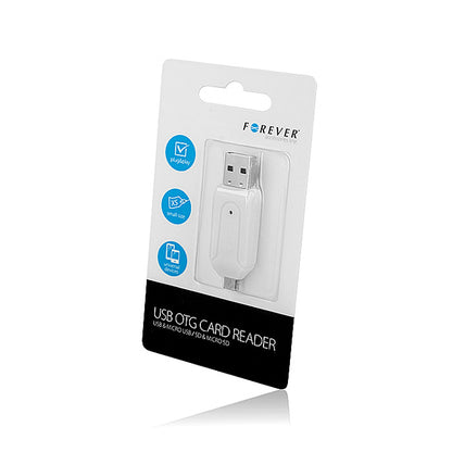 USB / microUSB Card Reader Forever, SD - microSD, White