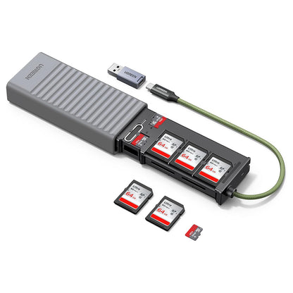 USB / USB-C Card Reader with UGREEN CM856 Organizer (55899), 2 x SD - microSD, Gray