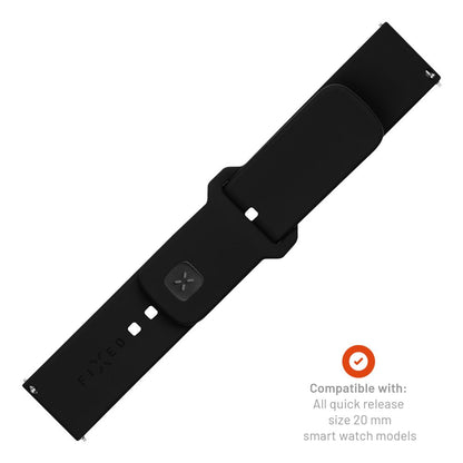 Fixed Silicone Sporty Strap for Samsung Galaxy Watch / Huawei Watch Series, 20mm, Black