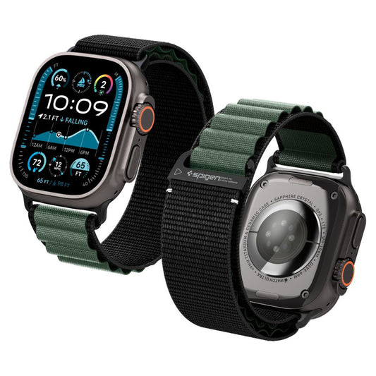 Spigen WBF1 Strap for Apple Watch 49mm / 46mm / 45mm / 44mm Series, Black Green