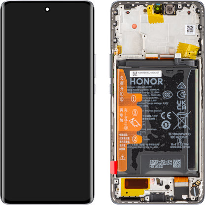 Honor X50 Display with Touchscreen, Frame and Battery, Silver, Service Pack 0235AGJH