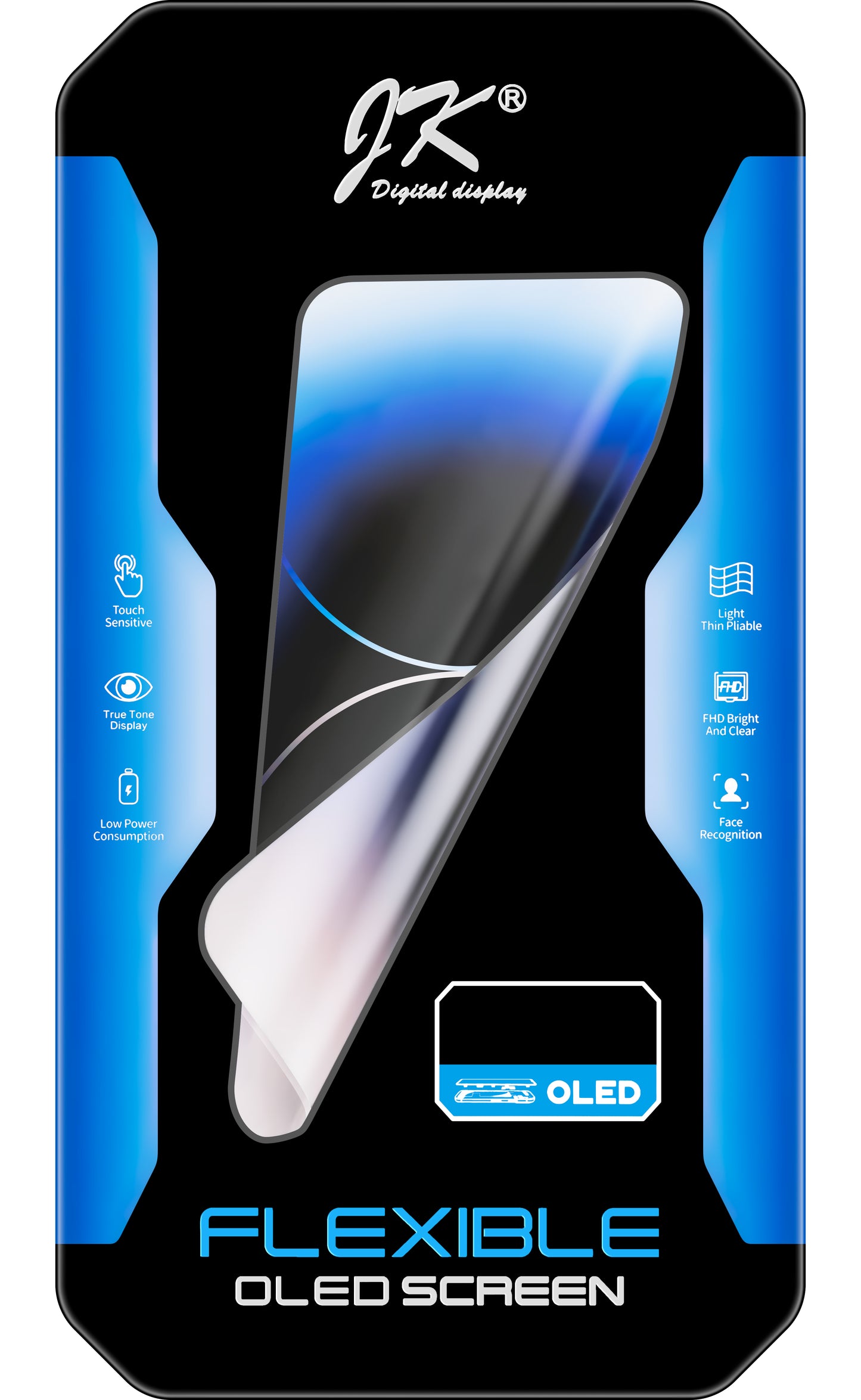 Touchscreen Display JK for Apple iPhone 12 / 12 Pro, with Frame, OLED IC Movable Version, Black