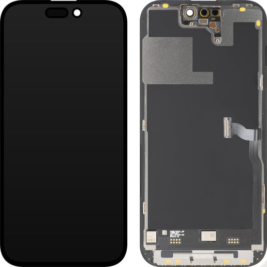 MP Touchscreen Display compatible with Apple iPhone 14 Pro, with Frame, Premium Soft OLED FHD 120Hz Diagnostic Version, Black