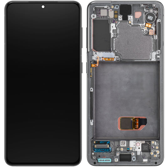 Display with Touchscreen Samsung Galaxy S21 5G G991, with Frame, Grey, Service Pack GH82-27256A