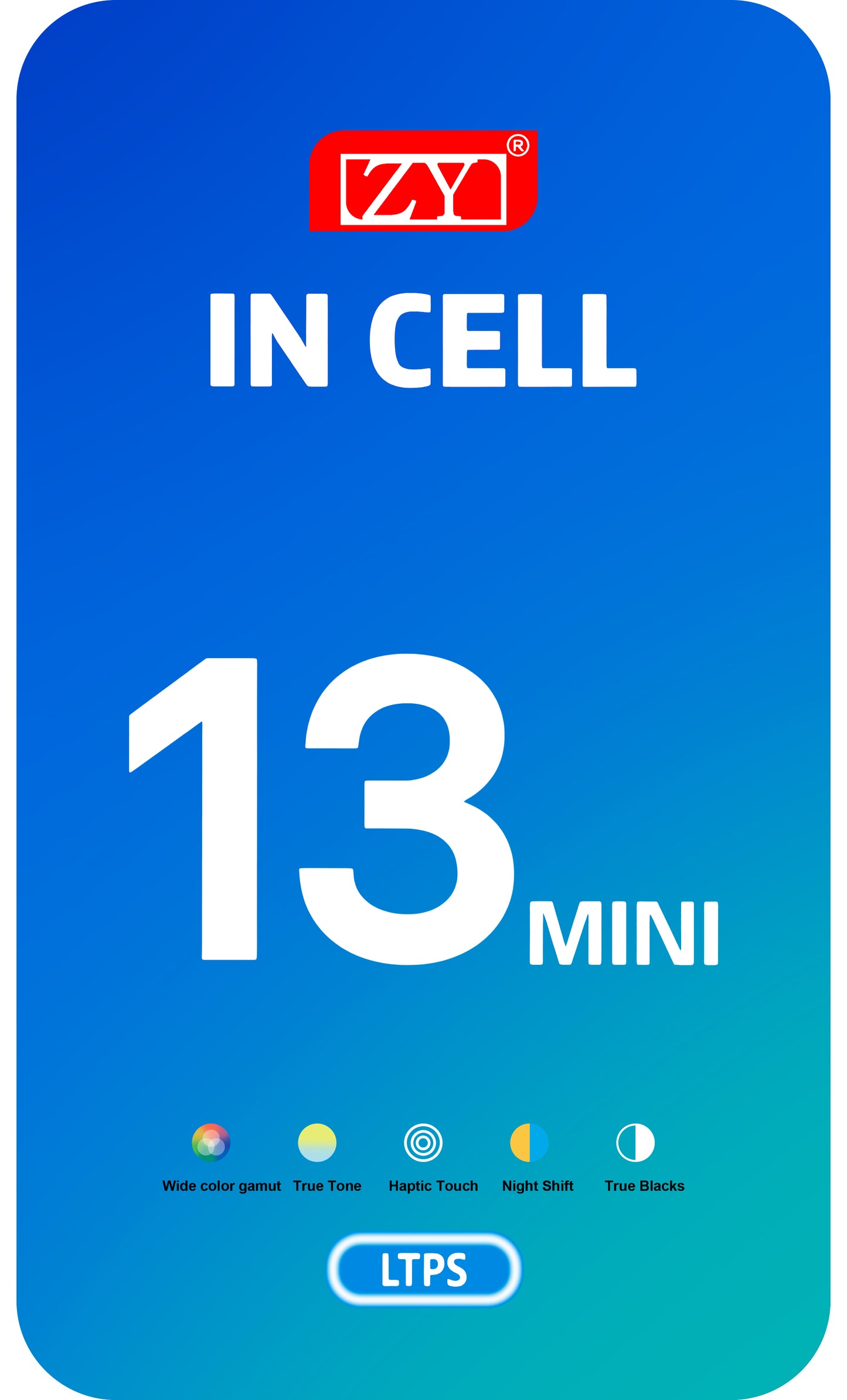 ZY Touchscreen Display for Apple iPhone 13 mini, with Frame, In-Cell IC Movable LCD Version, Black