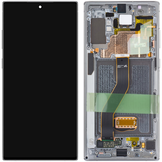 Touchscreen Display Samsung Galaxy Note 10+ 5G N976 / Note 10+ N975, with Frame, Silver, Service Pack GH82-20838C